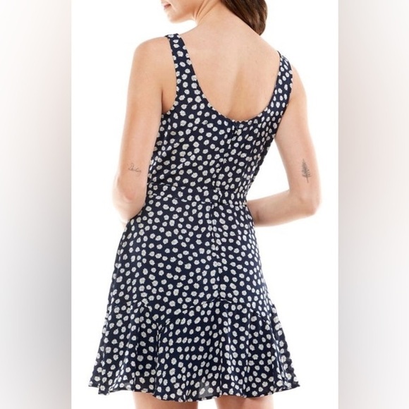 NWT Row A Godet scoop neck summer dress navy floral print A line size XL daisies - Picture 2 of 9